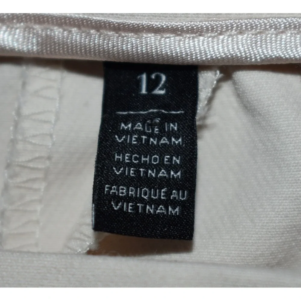 White House Black Market 12 Embroidered THE STRAIGHT CROP Stretch Ivory Cream - Picture 7 of 16
